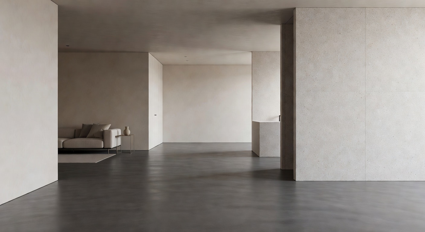 Rehabilitación vivienda Madrid con microcemento gris